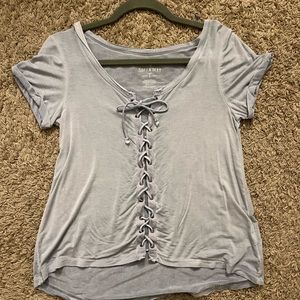 Small light blue tie up shirt from American Eagle